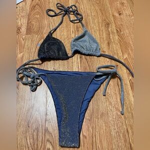 Aerie triangle swim suit top.
 Matching cheeky bottems . 
(Shimmer)